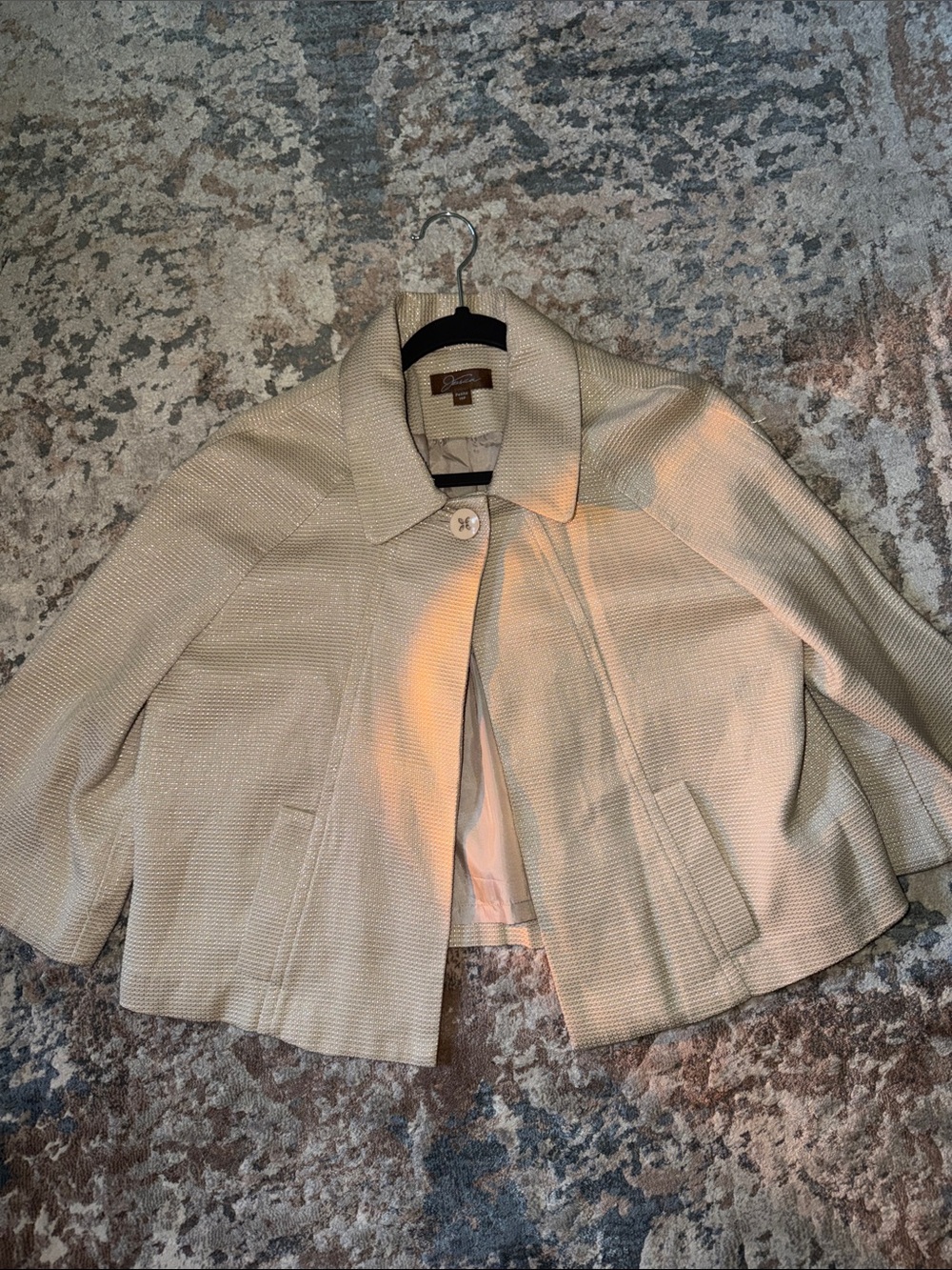 Jessica Cream Cropped Textured Blazer
